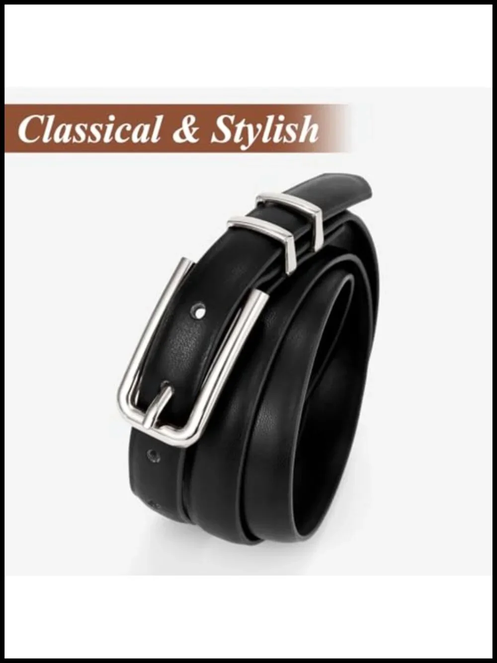 Women's Skinny PU Leather Belt with Gold Buckle - 0.7